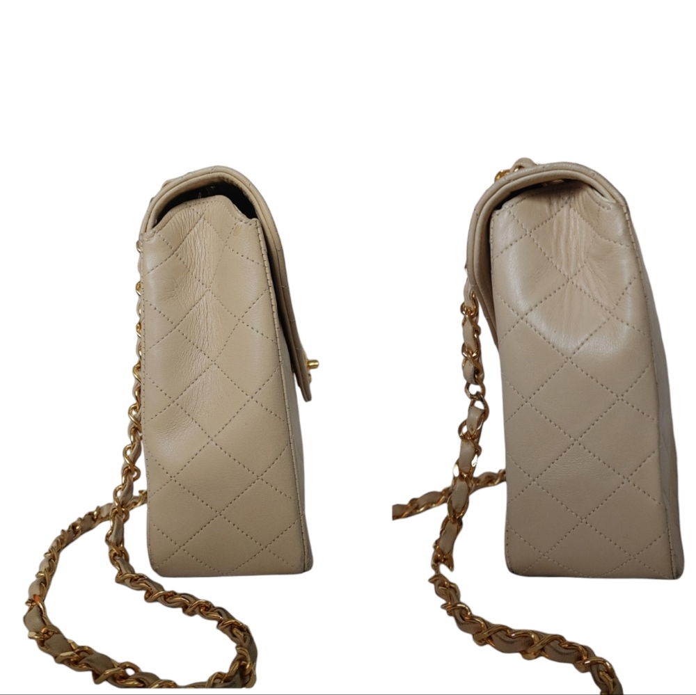 Chanel Beige Classic Quilted Matelasse Lambskin Bag - Picture 12 of 17